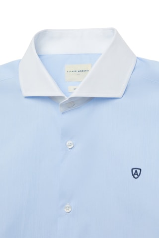Camisa slim - Azul-celeste - Azul