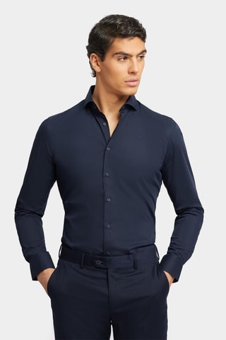 Camisa slim - Azul-marinho - Azul-marinho
