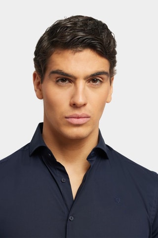 Camisa slim - Azul-marinho - Azul-marinho
