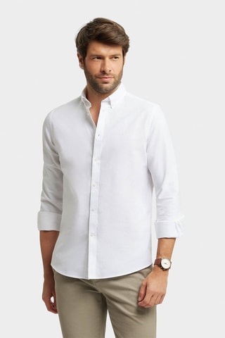 Chemise regular en coton biologique - Blanc