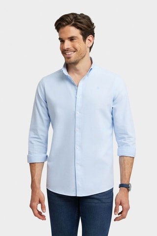 Chemise regular en coton biologique - Bleu