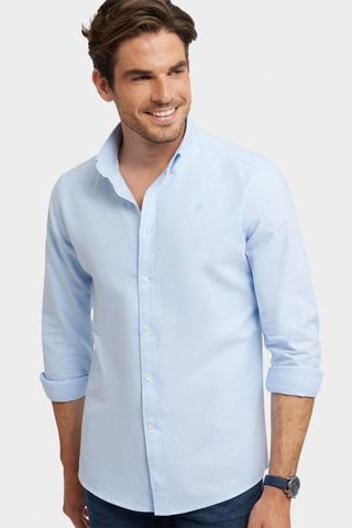 Chemise regular en coton biologique - Bleu