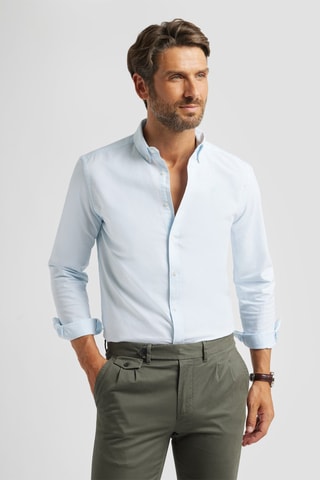 Chemise regular en coton biologique - Bleu