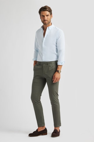 Chemise regular en coton biologique - Bleu