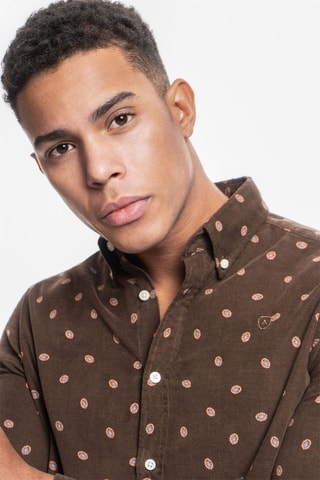 Chemise regular en velours - Vert