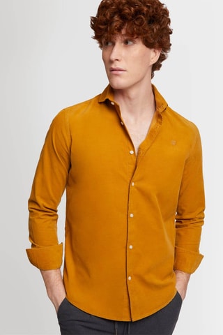 Chemise regular en velours - Beige