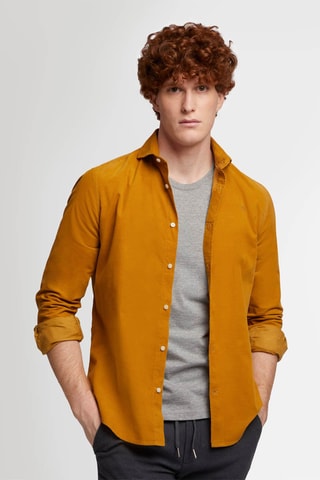 Chemise regular en velours - Beige