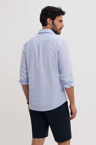 Chemise regular en lin - Bleu