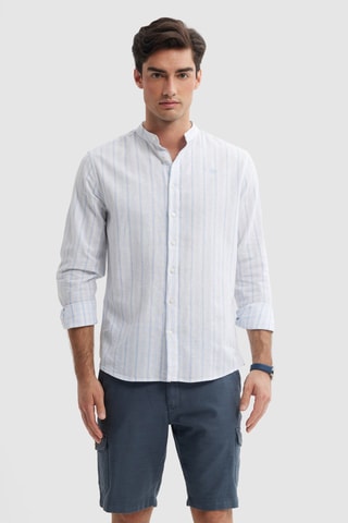 Chemise regular en lin - Bleu