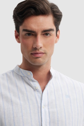 Chemise regular en lin - Bleu
