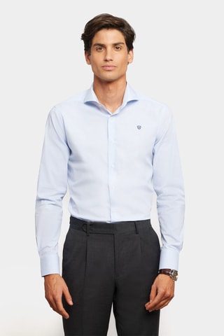 Camisa slim - Azul-celeste - Azul