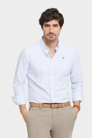 Chemise regular en coton biologique - Bleu
