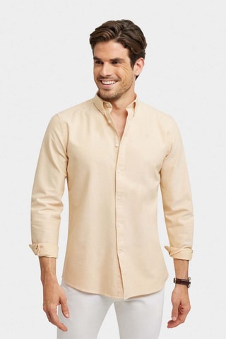 Chemise regular en coton biologique - Beige