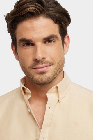 Chemise regular en coton biologique - Beige