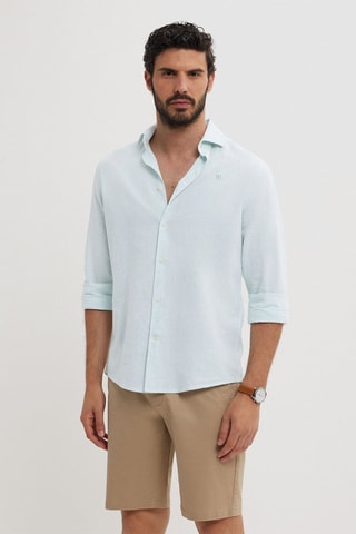 Chemise regular en lin - Vert