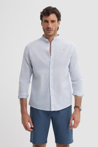 Chemise regular en lin - Bleu