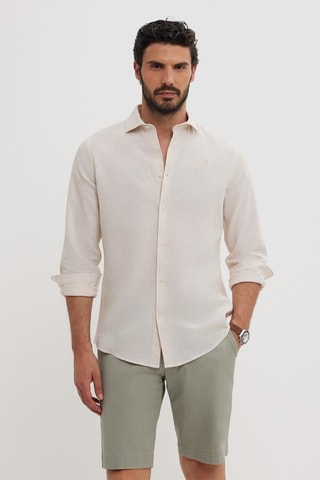 Chemise regular en lin - Jaune