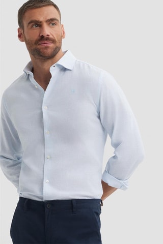 Chemise regular en lin - Bleu