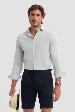 Chemise regular en lin - Vert