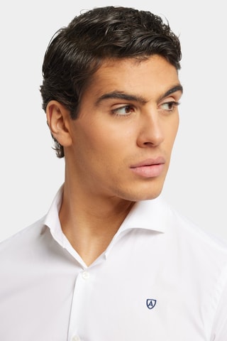 Camisa slim - Azul-celeste - Branco