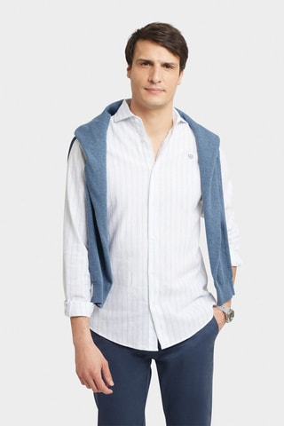 Chemise regular en lin - Bleu
