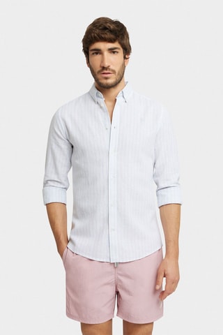 Chemise regular en lin - Bleu