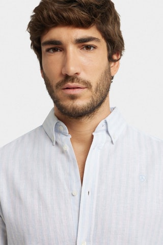 Chemise regular en lin - Bleu