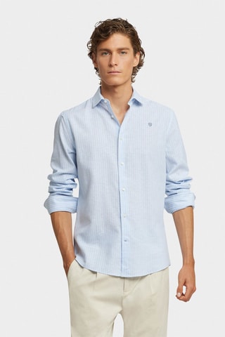 Chemise regular en lin - Bleu