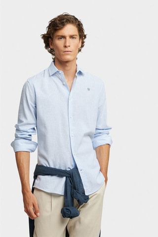 Chemise regular en lin - Bleu
