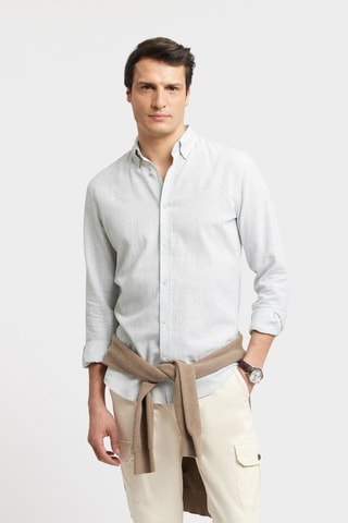 Chemise regular en lin - Vert