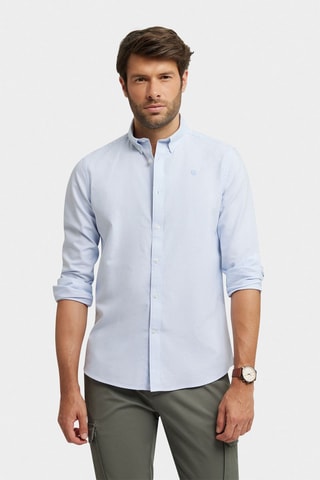 Chemise regular en coton biologique - Bleu