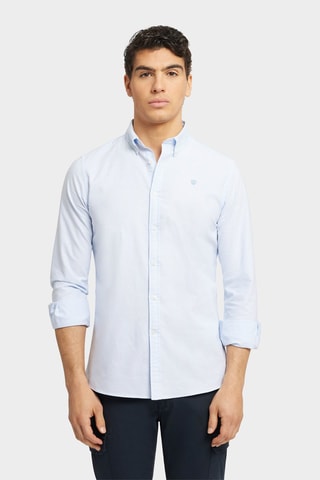 Chemise regular en coton biologique - Bleu