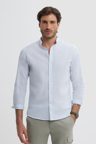 Chemise regular en lin - Bleu