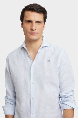 Chemise regular en lin - Bleu