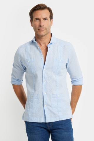 Chemise en lin - Bleu