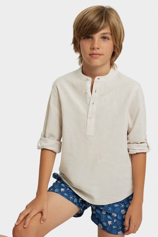 Chemise regular en lin - Beige
