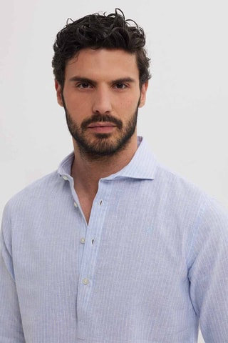 Chemise regular en lin - Bleu
