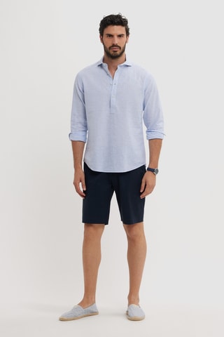 Chemise regular en lin - Bleu