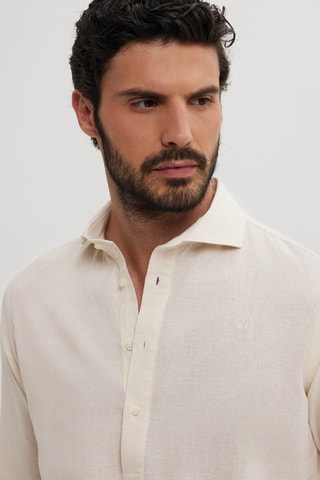 Chemise regular en lin - Jaune