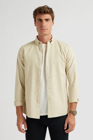 Chemise regular en coton biologique - Beige