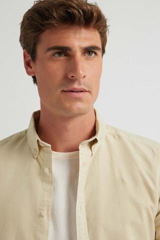 Chemise regular en coton biologique - Beige