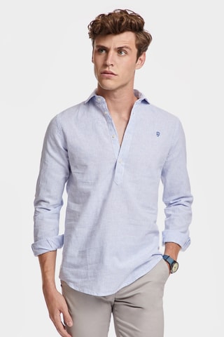 Polo en lin - Bleu
