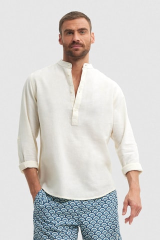Chemise regular en lin - Jaune
