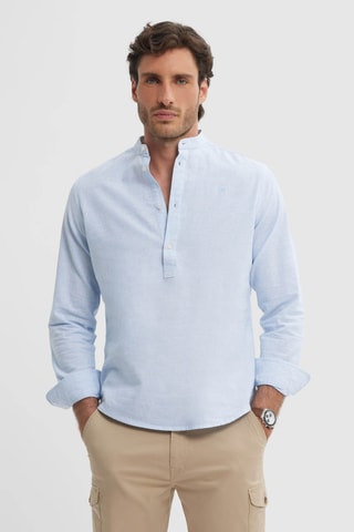 Chemise regular en lin - Bleu