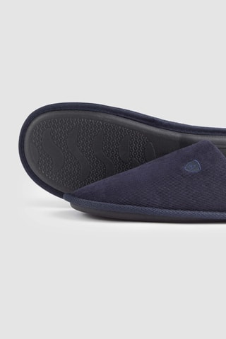 Pantoufles en velours - Bleu marine
