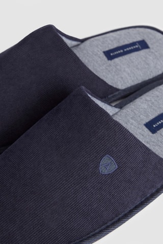 Pantoufles en velours - Bleu marine