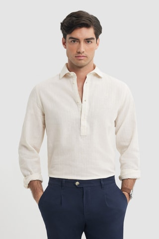 Chemise regular en lin - Jaune
