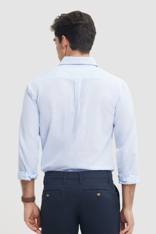 Chemise regular en lin - Bleu