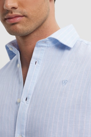 Chemise regular en lin - Bleu