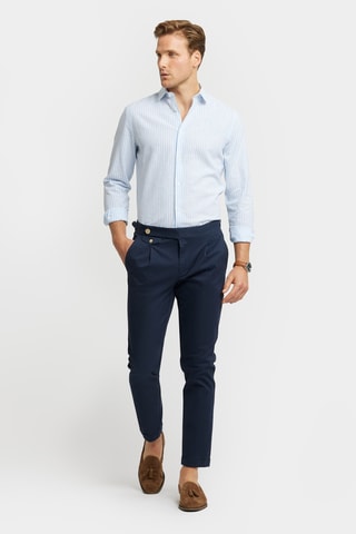 Chemise regular en lin - Bleu